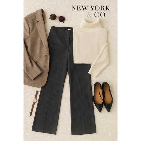 New York & Co. Dark Gray Pinstriped Dress Pants Sz. 18 Tall - Picture 1 of 6